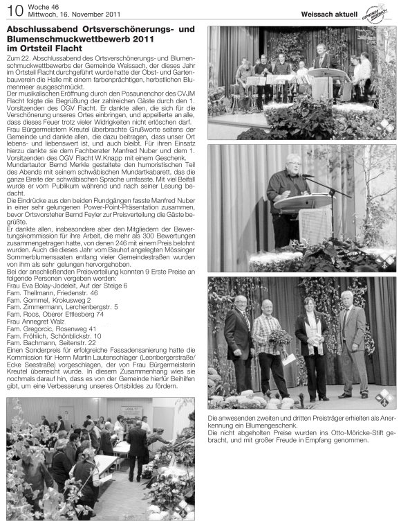 Bericht aus Weissach Aktuell 13.07.2011