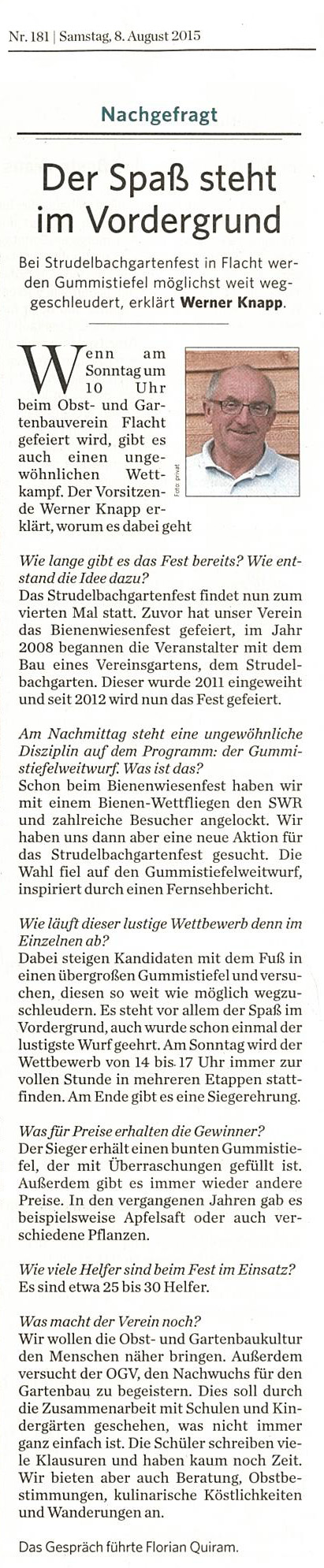 Bericht aus Leonberger Kreiszeitung 08.08.2015