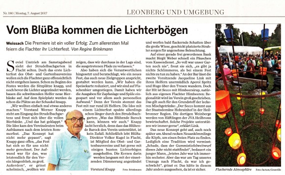 Bericht aus Leonberger Kreiszeitung 07.08.2017
